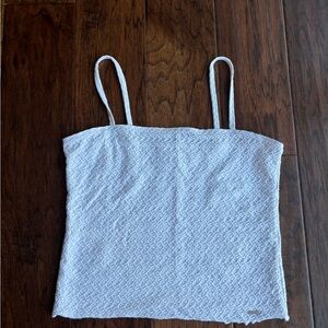 Hollister White Textured Spaghetti Strap Cropped Cami